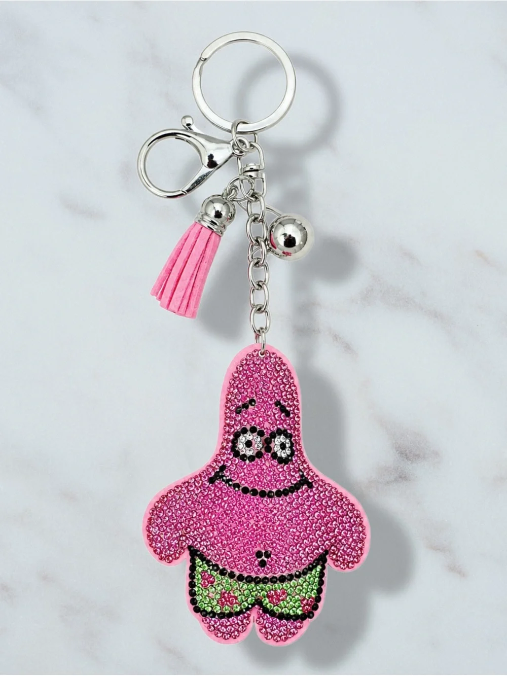 Patrick Star Rhinestone Charm Keychain